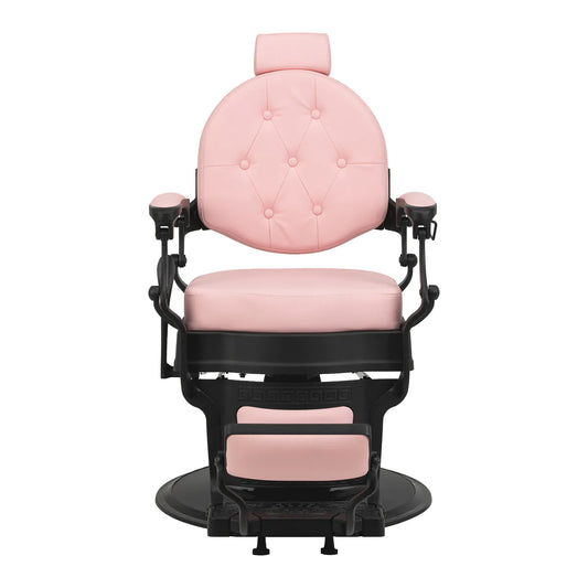 Sillón de Barbería Gabbiano President Elegante | Altura Hidráulica y Respaldo Reclinable Rosa Vintage