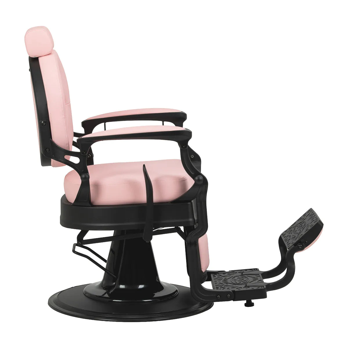 Sillón de Barbería Gabbiano President Elegante | Altura Hidráulica y Respaldo Reclinable Rosa Vintage