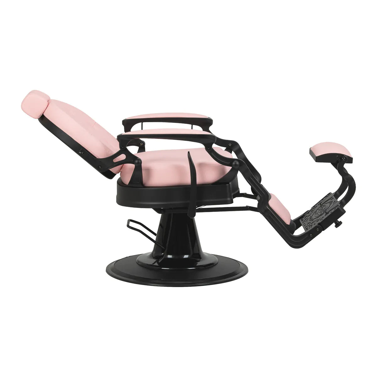 Sillón de Barbería Gabbiano President Elegante | Altura Hidráulica y Respaldo Reclinable Rosa Vintage