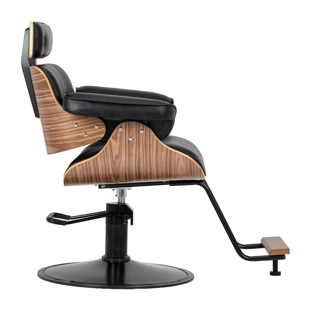 Gabbiano Florencja hairdressing chair in black and walnut with a black base