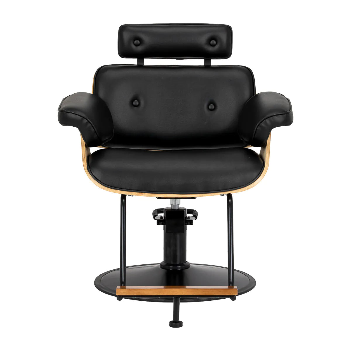 Gabbiano Florencja hairdressing chair in black and walnut with a black base