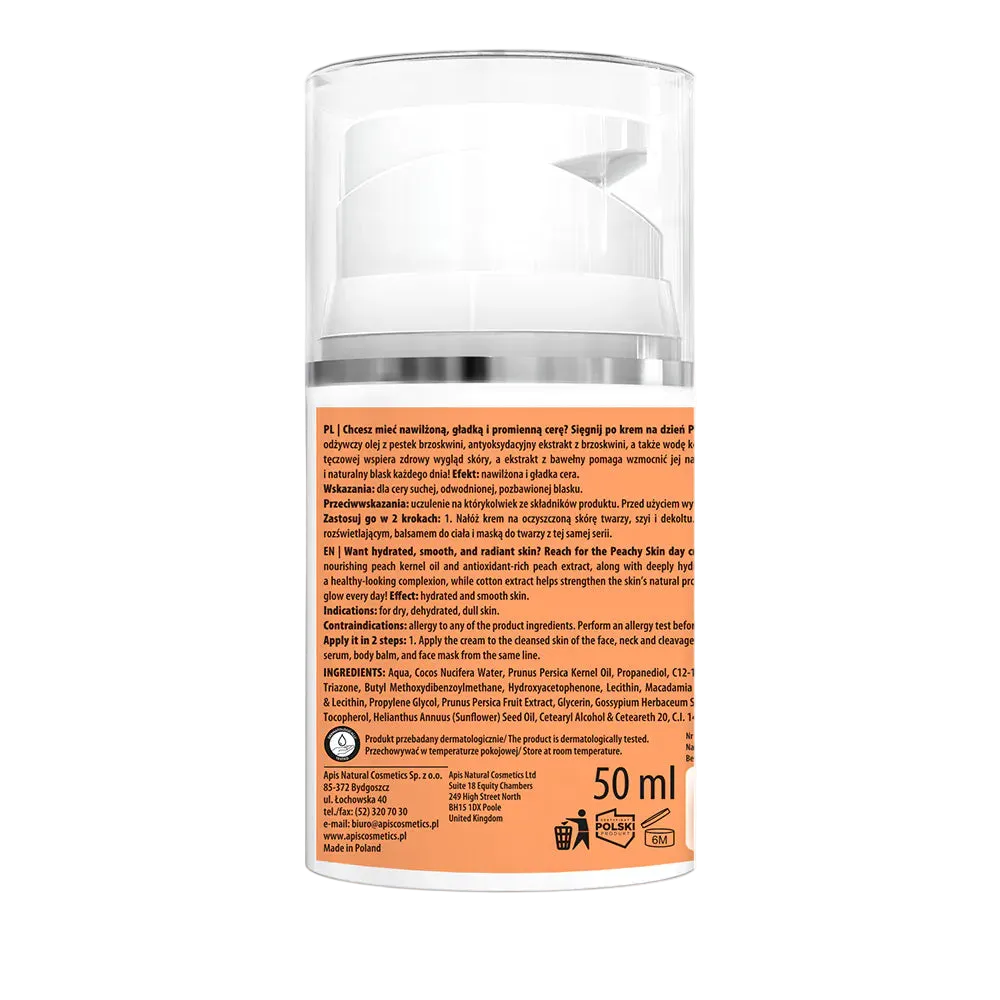 Apis Peachy Skin Crema Facial Nutritivo con Aceite de Hueso de Durazno, Ácido Hialurónico, Agua de Coco y Algas Arcoíris para Piel Seca, Deshidratada y Opaca