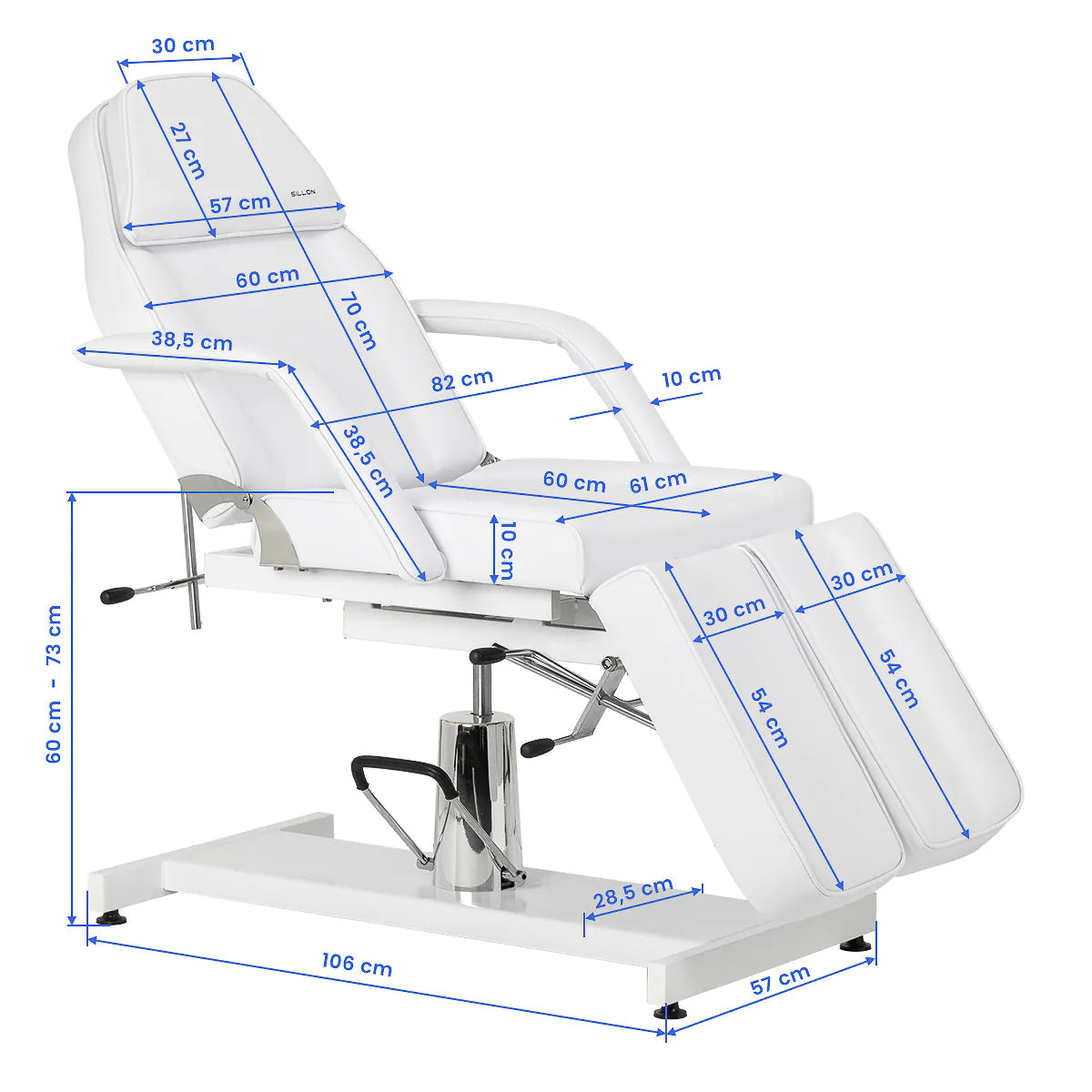 Fauteuil de pédicure hydraulique avec repose-pieds et fonction balancelle