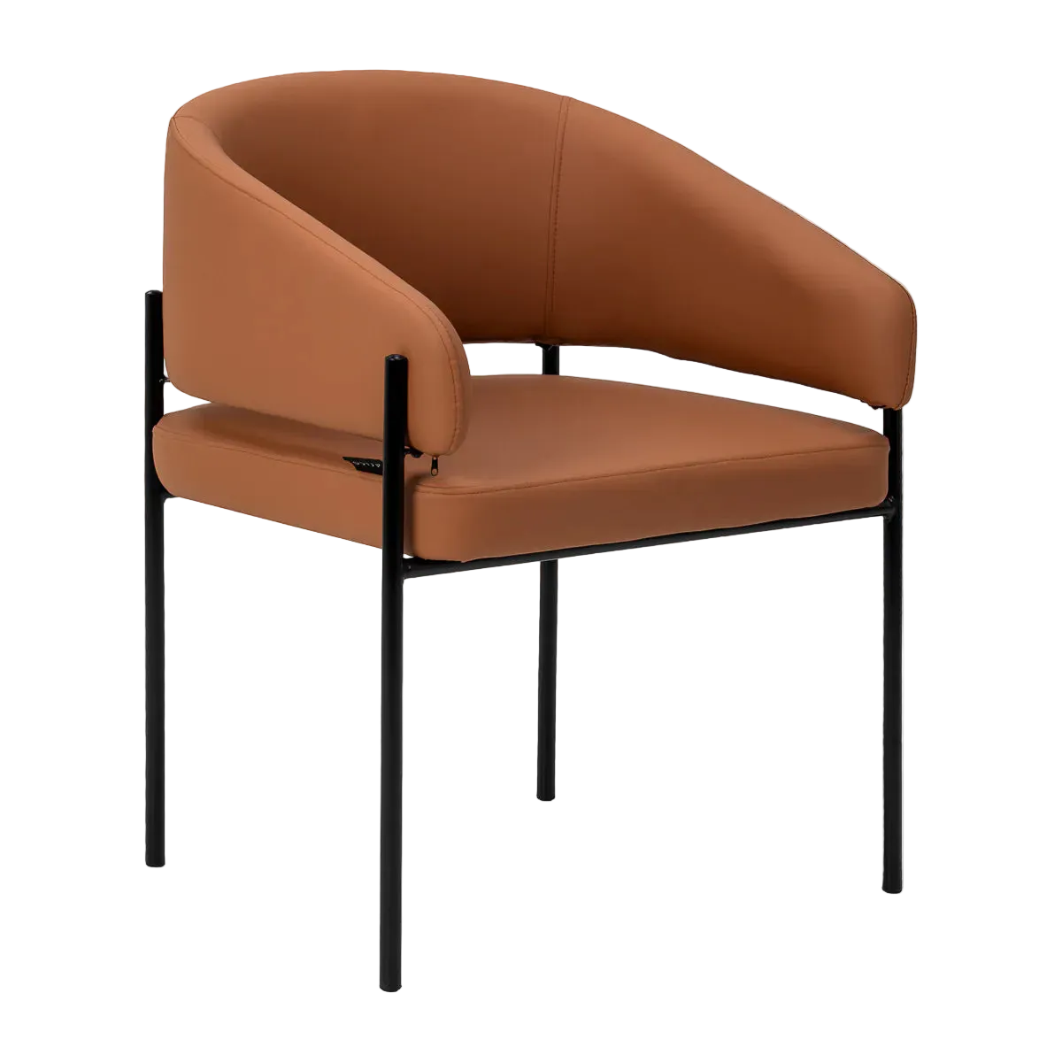 Sillón arco en piel sintética marrón con estructura negra
