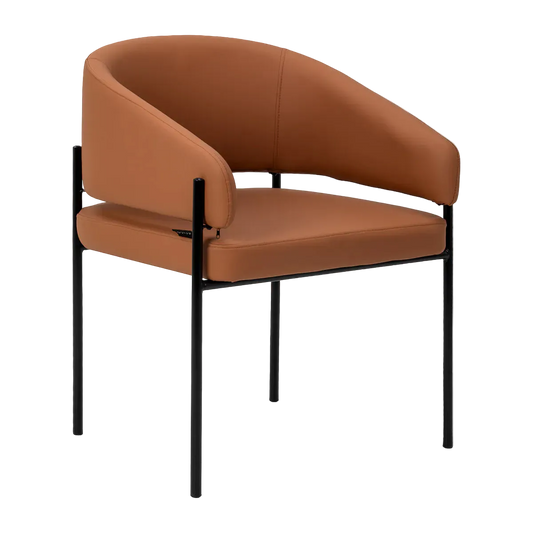Sillón arco en piel sintética marrón con estructura negra