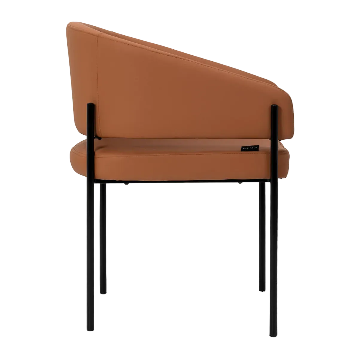 Sillón arco en piel sintética marrón con estructura negra