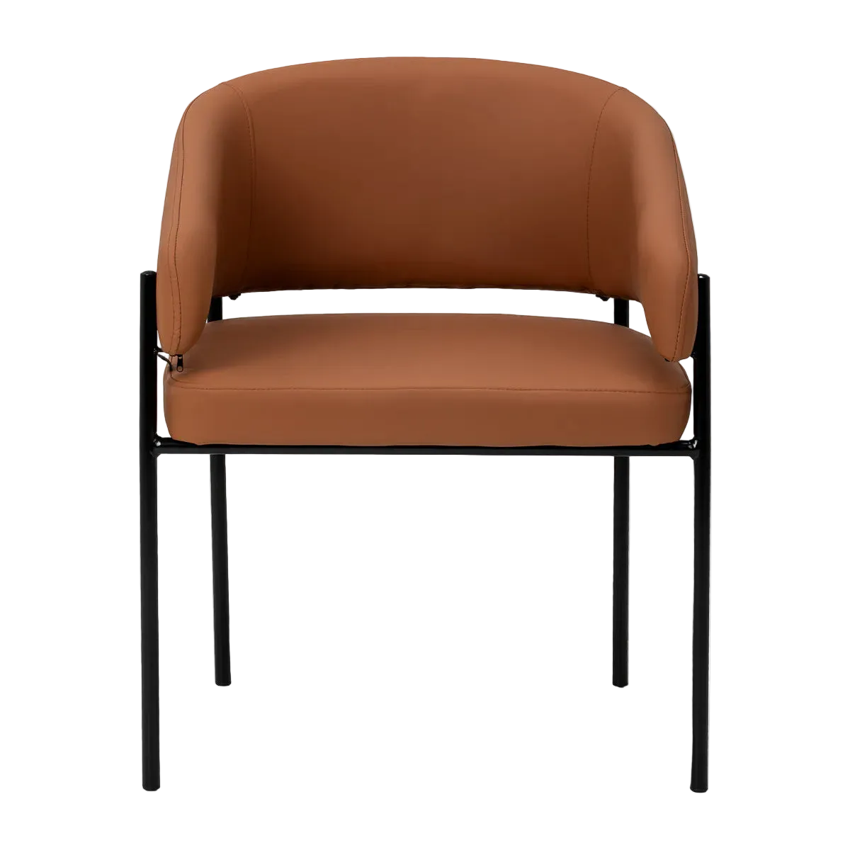Sillón arco en piel sintética marrón con estructura negra