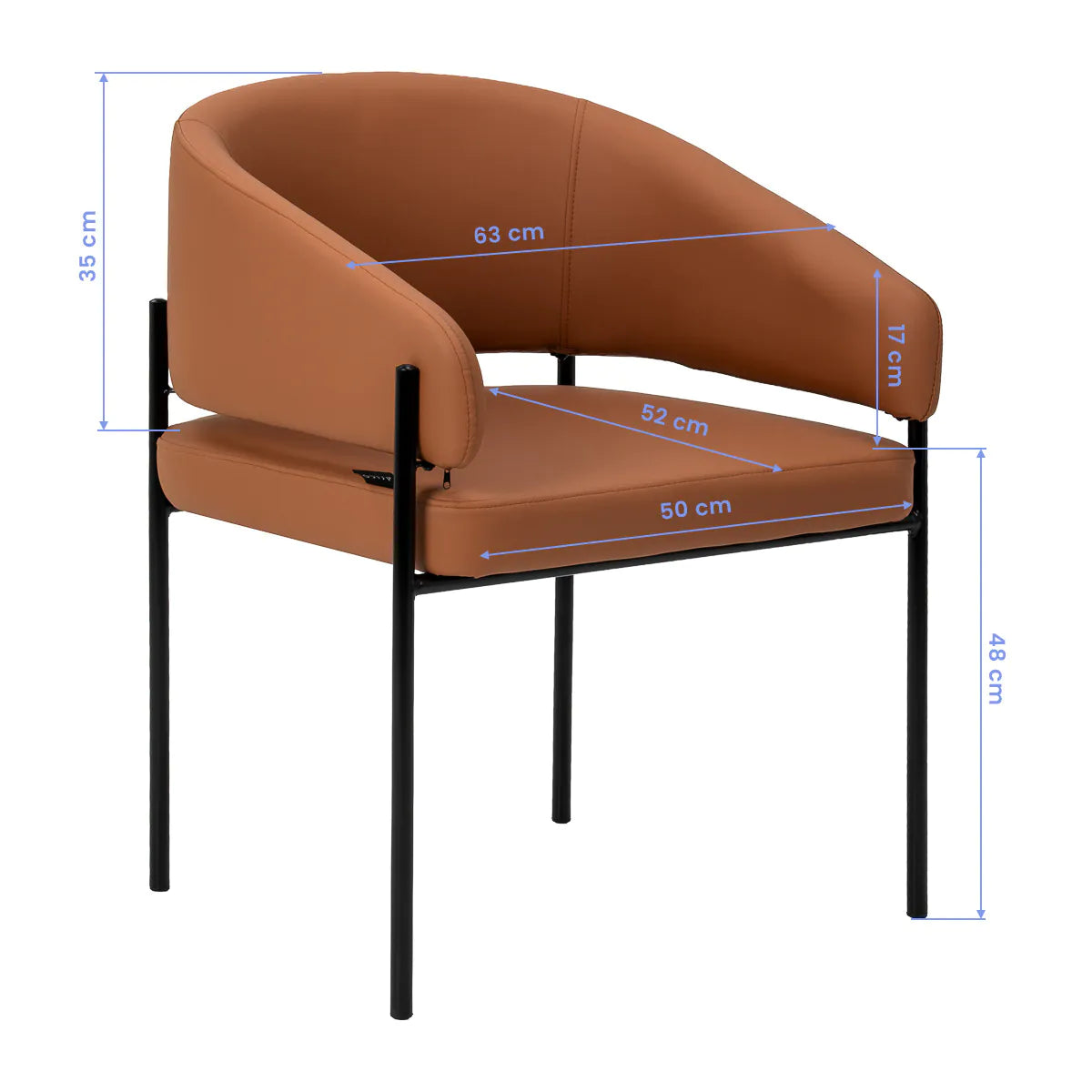 Sillón arco en piel sintética marrón con estructura negra