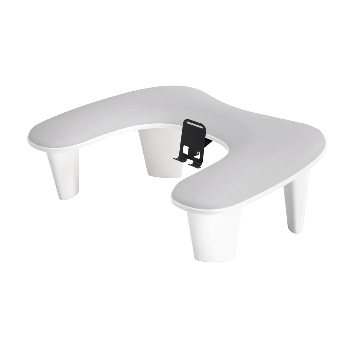 Reposabrazos para manicura con soporte para móvil