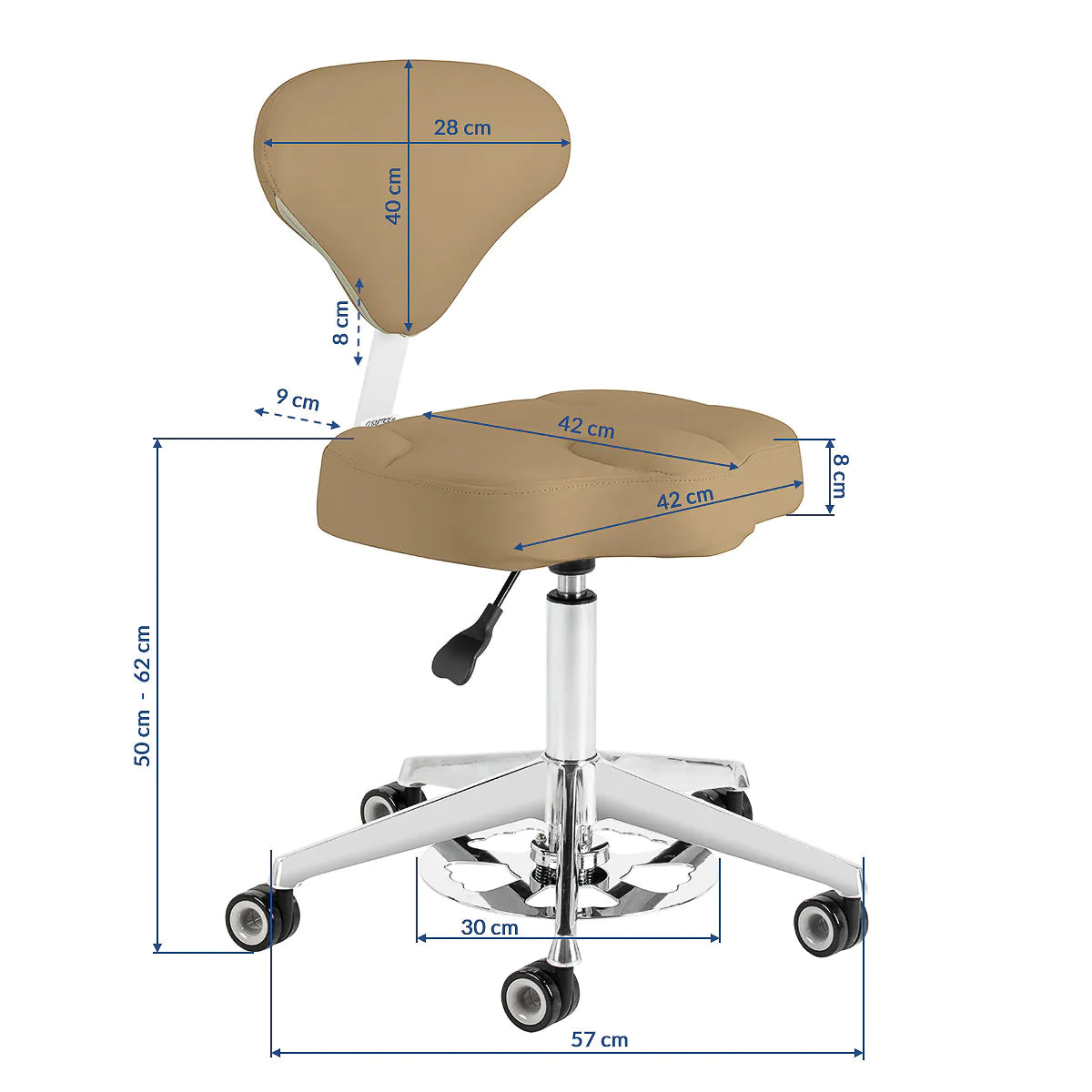 Silla de estética con ajuste de altura por pedal, mod. 156F