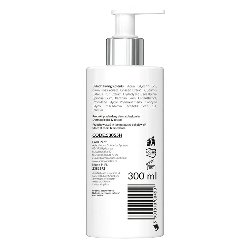 Hydrogel cleansing toner with hyaluronic acid, 300 ml