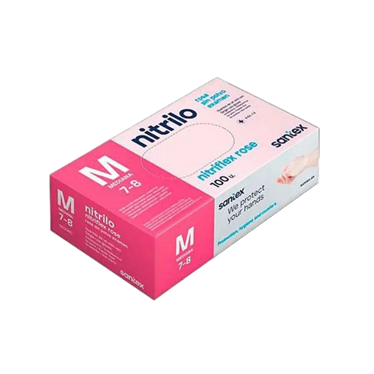 Guantes de Nitrilo Rosas sin Polvo Santex | Pack de 100 Uds. Grado Médico Clase I