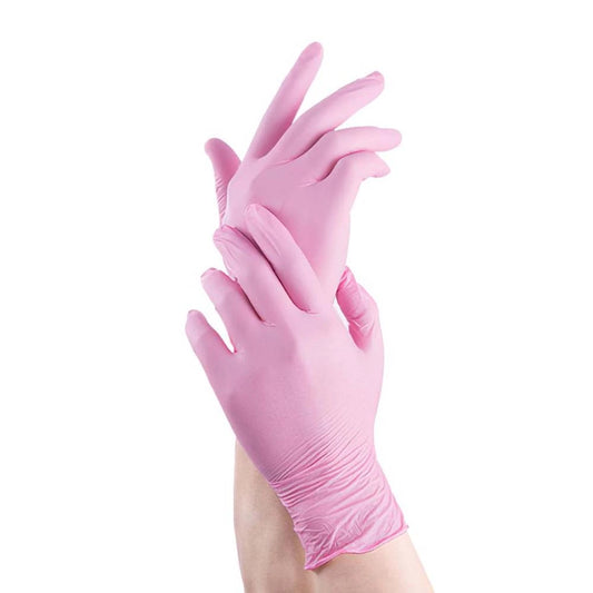 Pink powder-free nitrile gloves, 100 pcs.