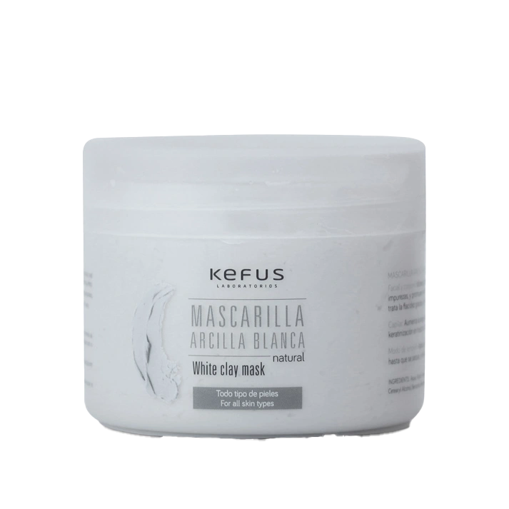 Mascarilla de arcilla blanca natural, marca Kefus, volumen 250 ml