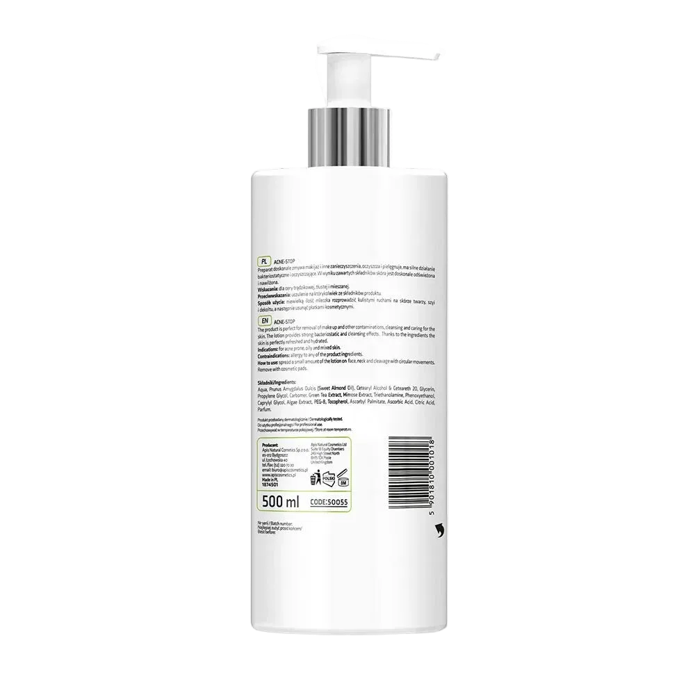 Apis Acne-Stop Leche Limpiadora Antibacteriana y Desmaquillante Folicular: Limpia en Profundidad, Controla la Grasa y Equilibra la Flora de la Piel