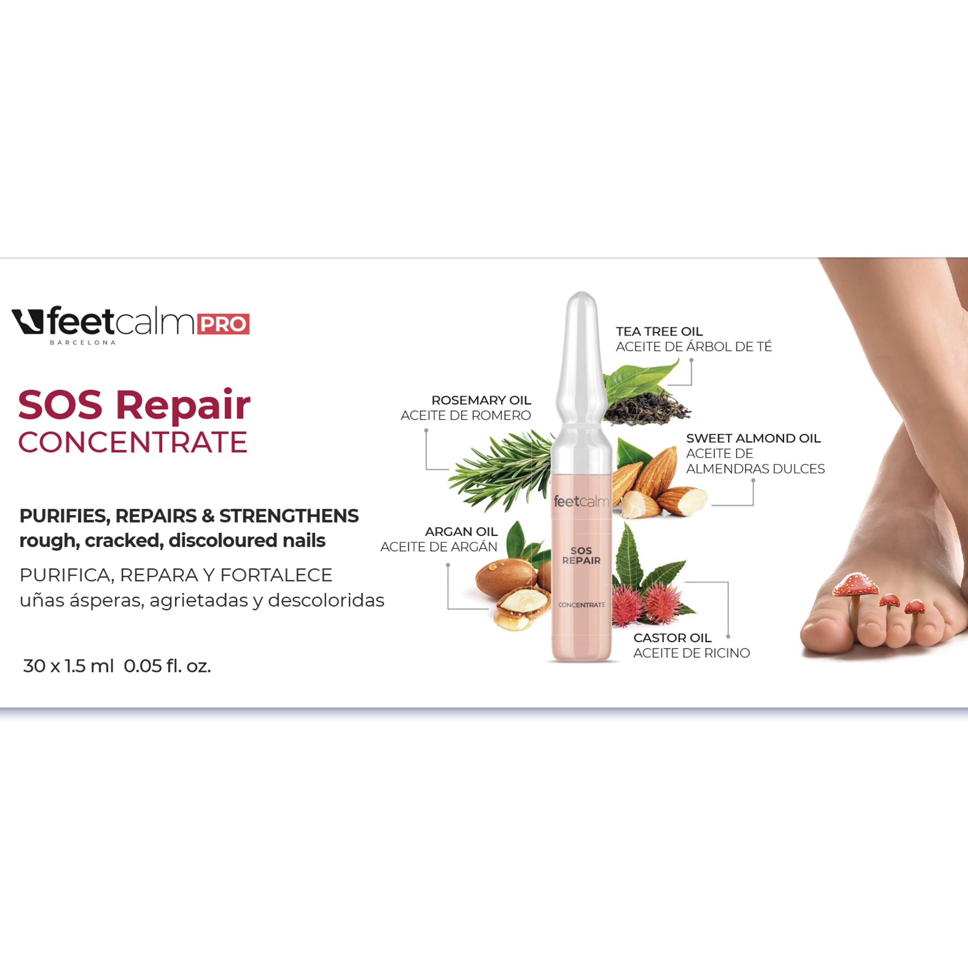 Feetcalm Ampolla SOS Repair Concentrate antifúngico para uñas, 30 uds.